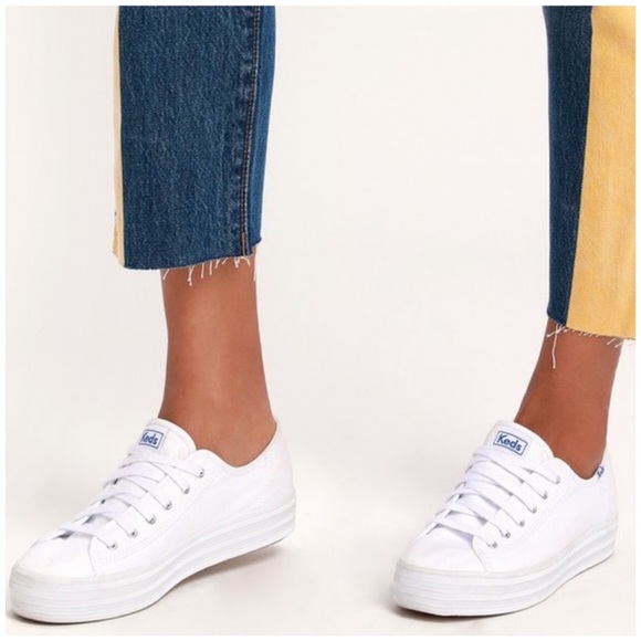triple kick white platform sneakers